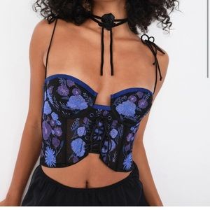 For Love and Lemons Kaylee Corey Top black and purple corset top size medium NWT